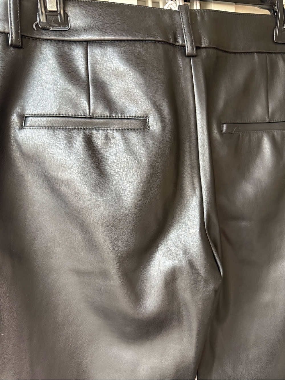 Zara Black Faux Leather Straight Leg Pants - Picture 3 of 8